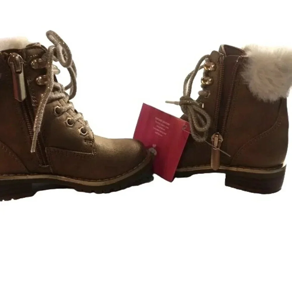Cupcake Couture Shoes Baby Girls Size 6 M Brown Fur Lined Boots Style 701569  Ne